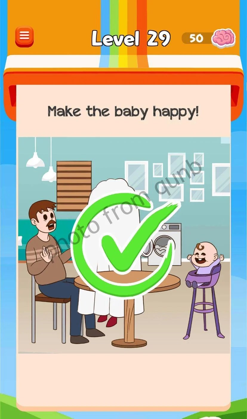 Braindom 3 Level 29 Make the baby happy Answers