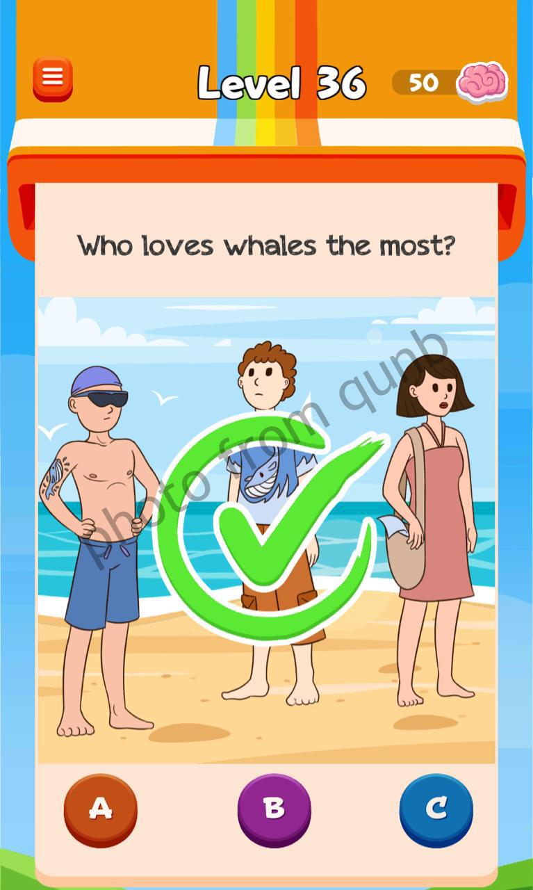 Braindom 3 Level 36 Who loves whales the most Answers » qunb