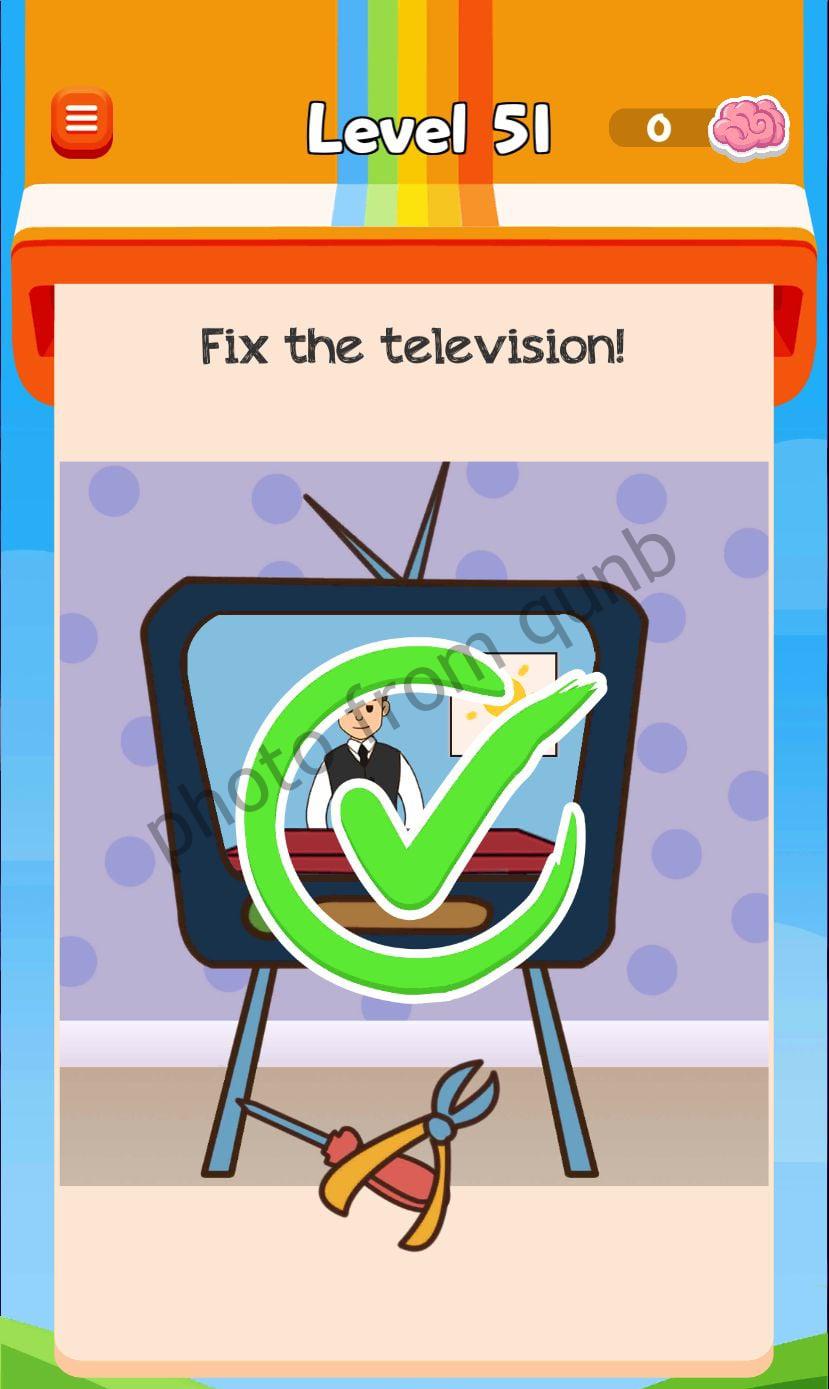 Braindom 3 Level 51 Fix the television Answers » qunb