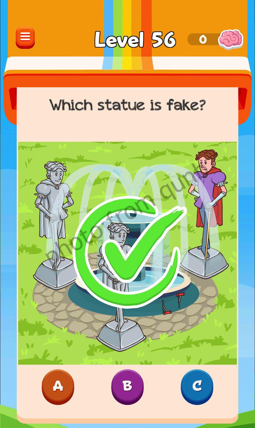 Braindom 3 Level 56 Which statue is fake Answers » qunb