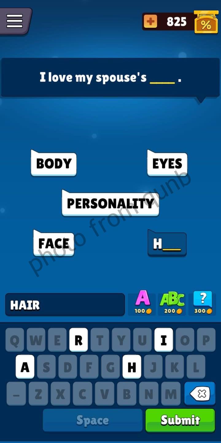 I love my spouse’s __ Popular Words Level 121 » qunb