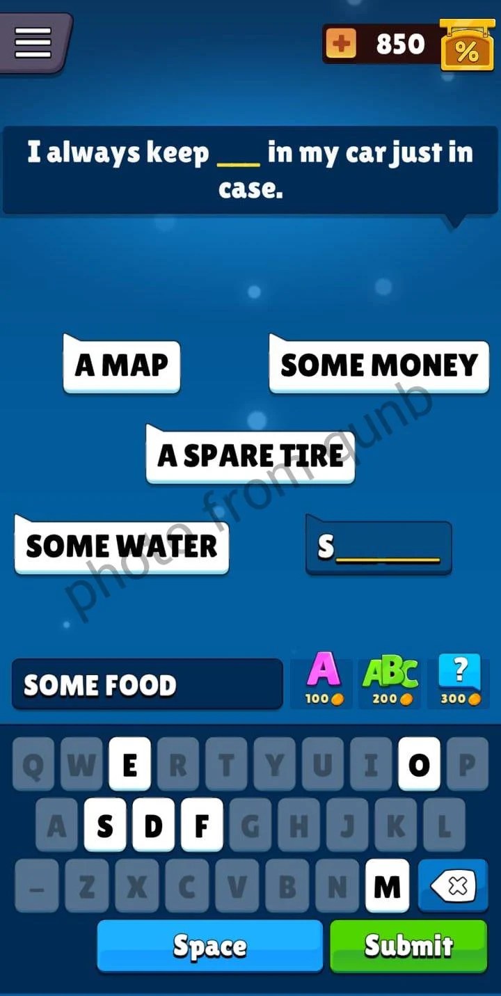 I always keep __ in my car just in case Popular Words Level 147 » qunb