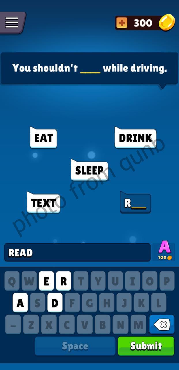 You shouldn’t __ while driving Popular Words Level 10