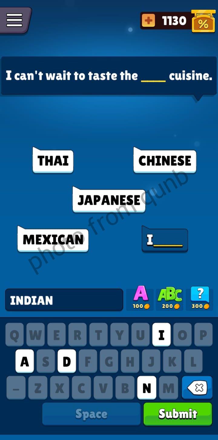 I can’t wait to taste the ____ cuisine Popular Words Level 246 » qunb