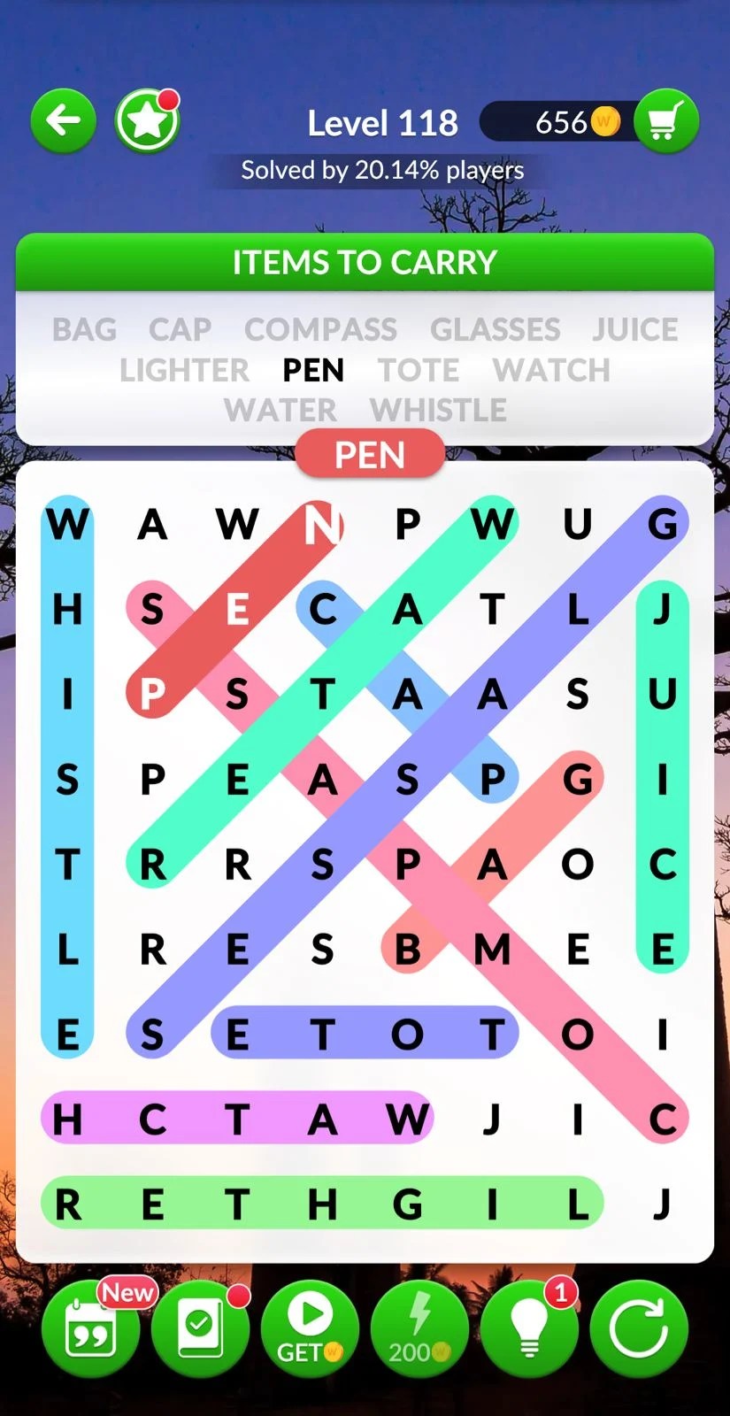 Word Search Explorer Level 118 Items to carry Answers - qunb