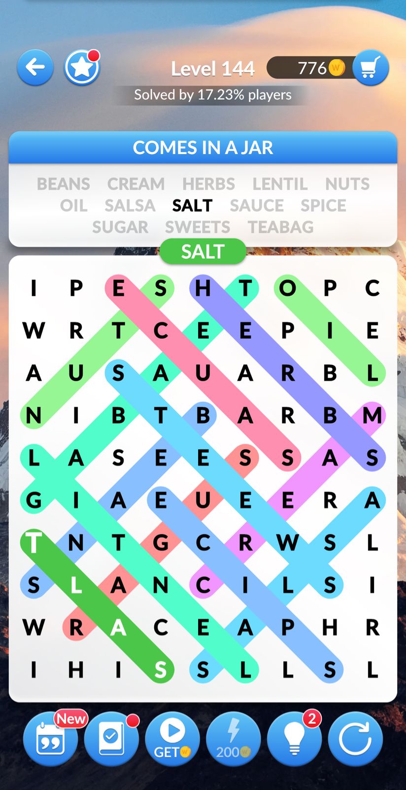 Word Search Explorer Level 144 Comes in a jar Answers
