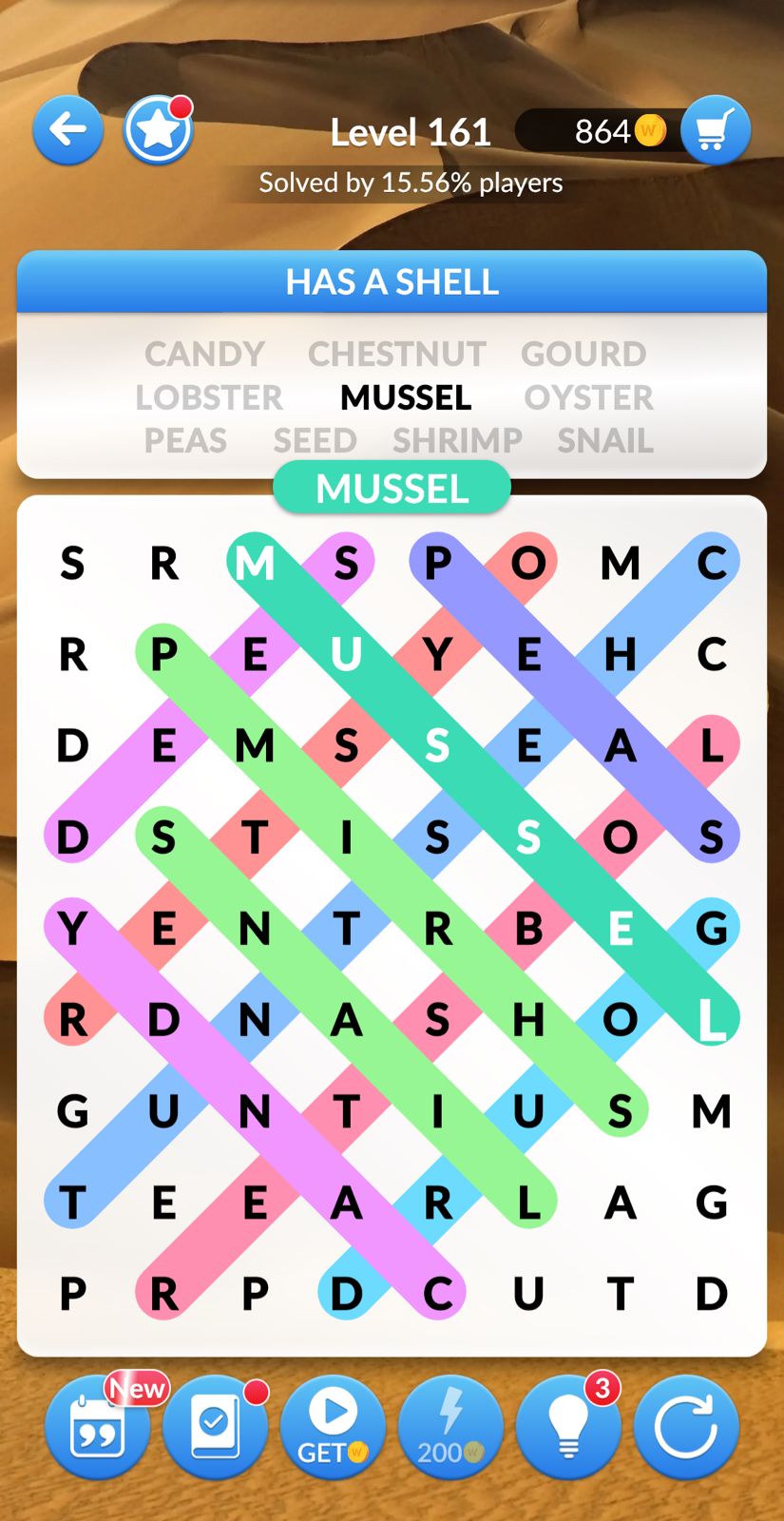Word Search Explorer Level 161 Has a shell Answers