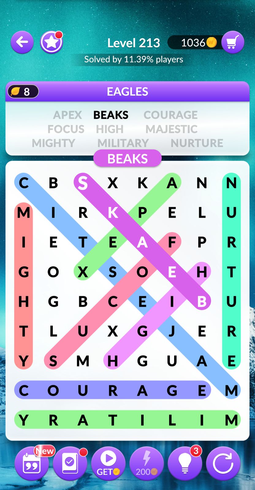 Word Search Explorer Level 213 Eagles Answers