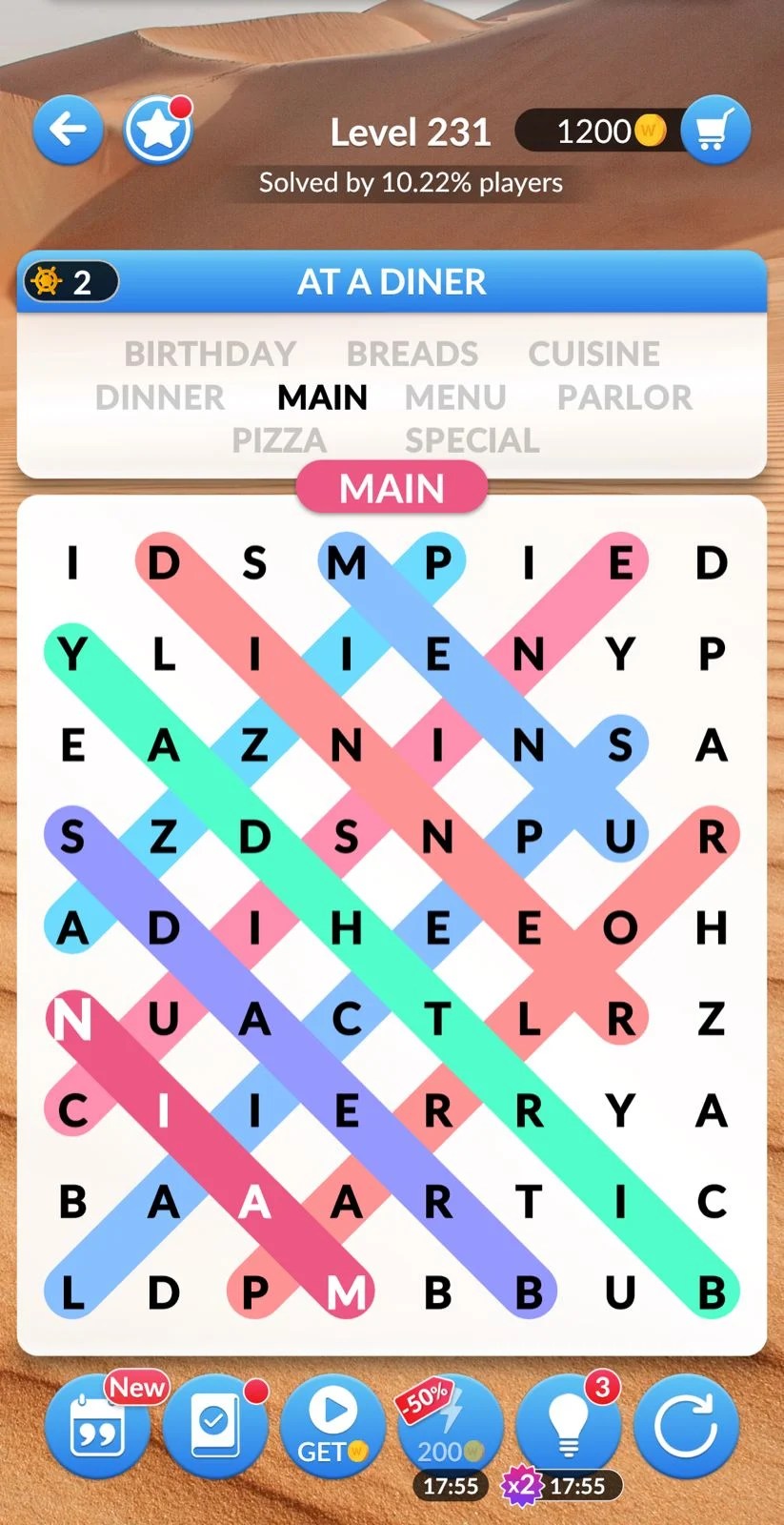 Word Search Explorer Level 231 At a diner Answers