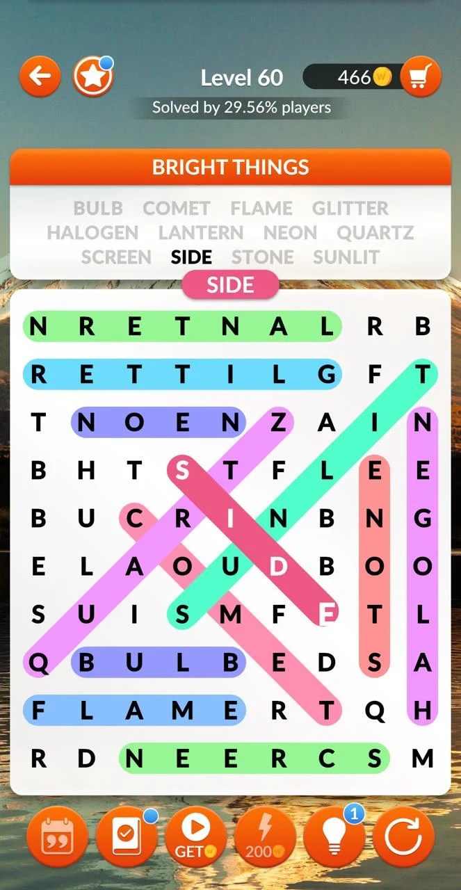 Word Search Explorer Level 60 Bright things Answers