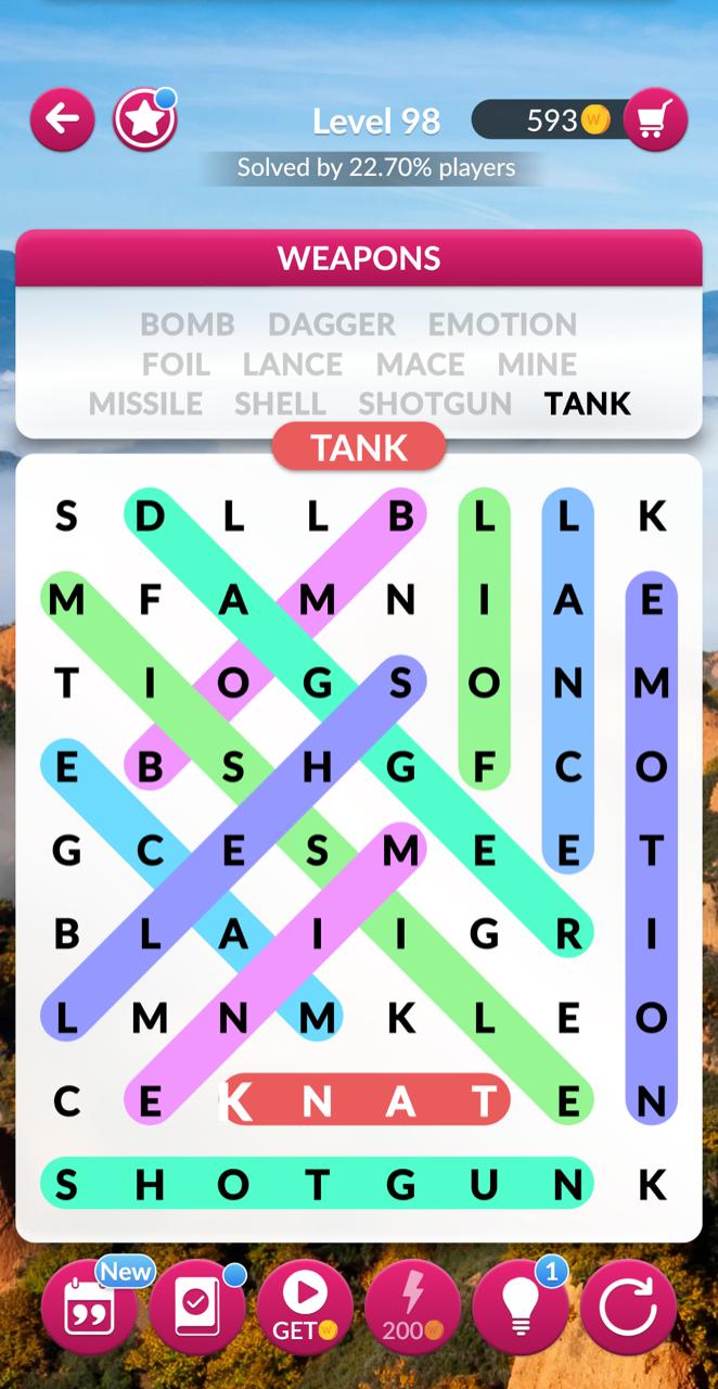 Word Search Explorer Level 98 Weapons Answers
