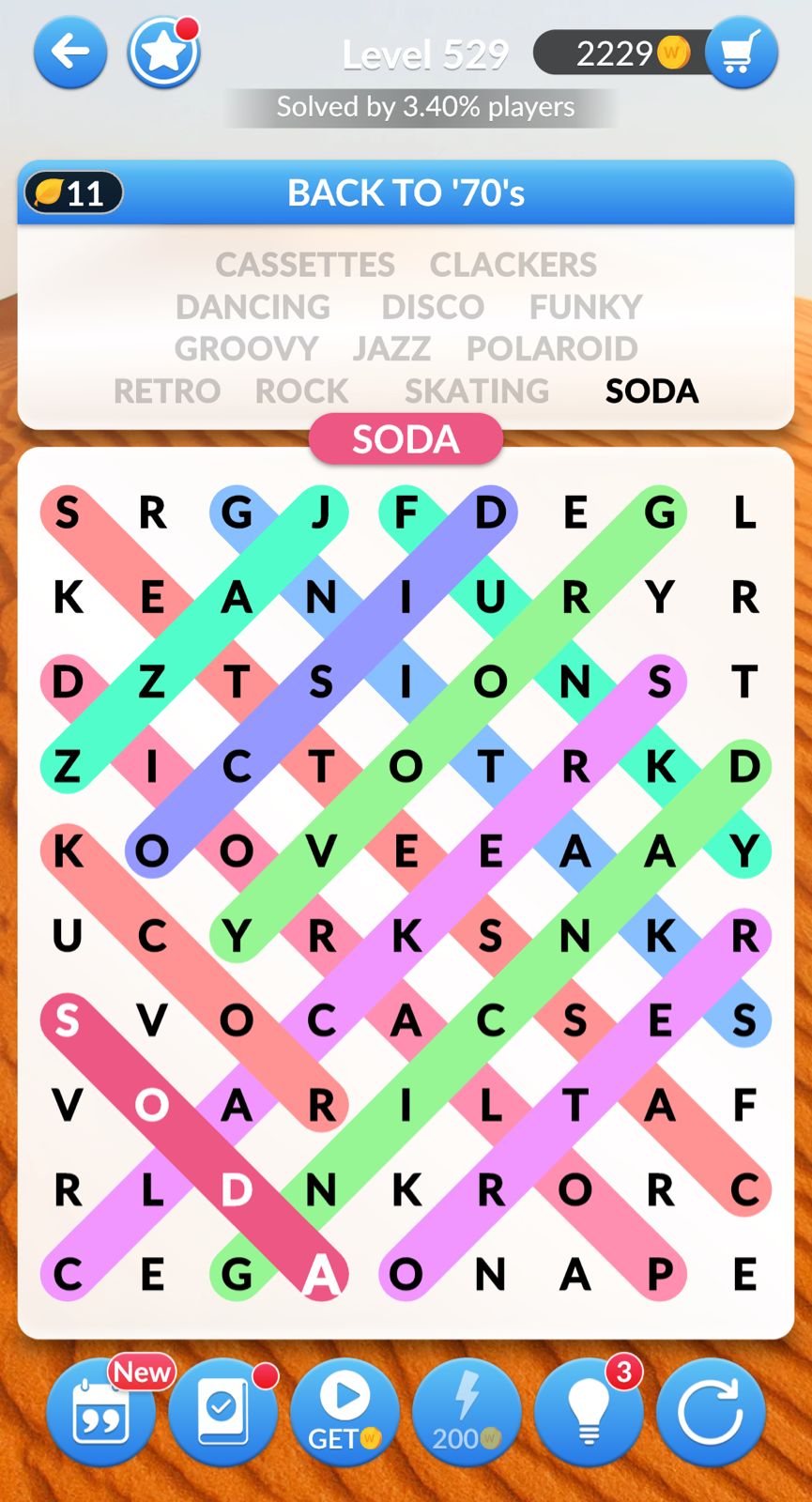 Word Search Explorer Level 529 Back to '70's Answers