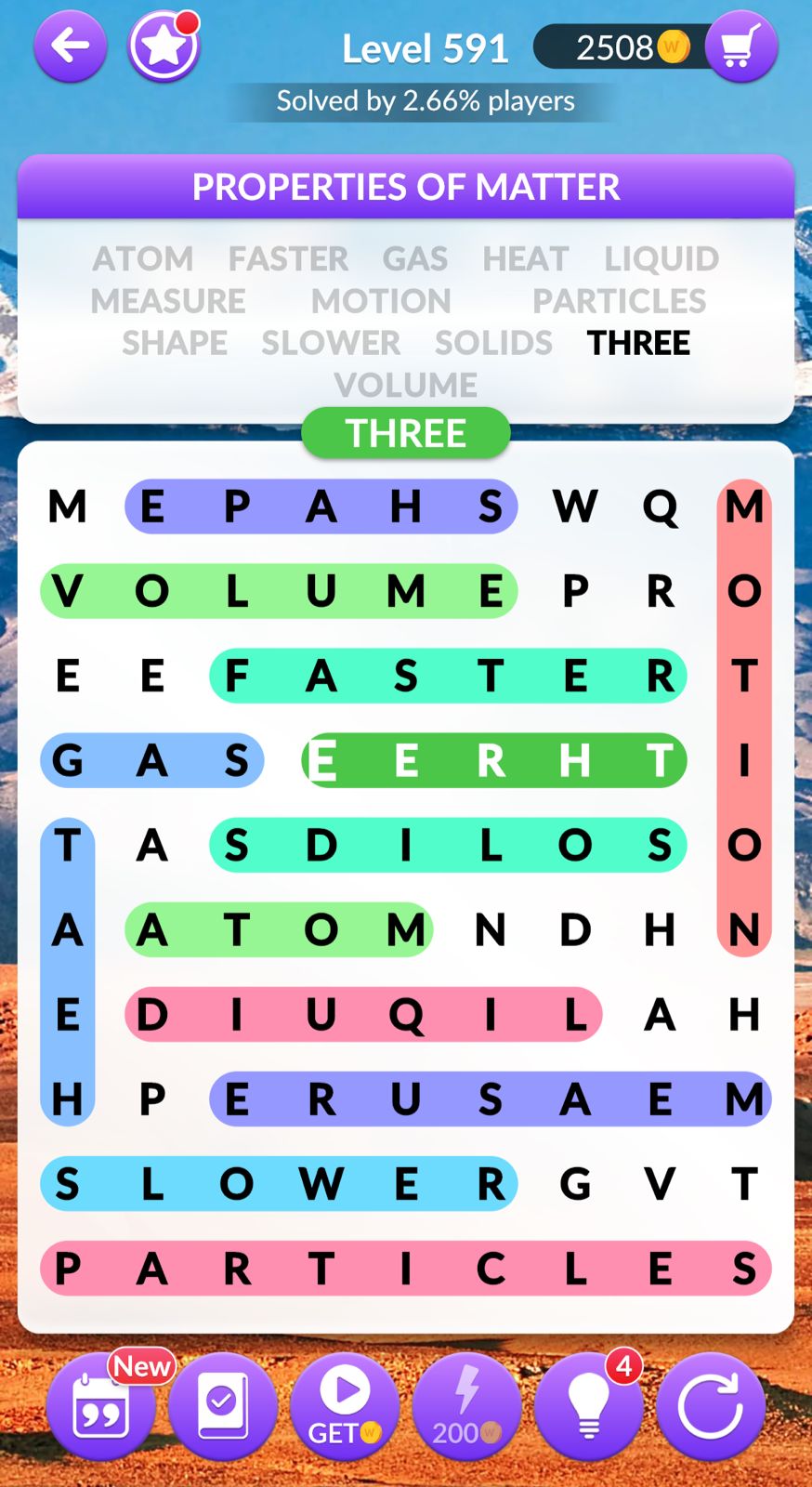 Word Search Explorer Level 591 Properties of matter Answers