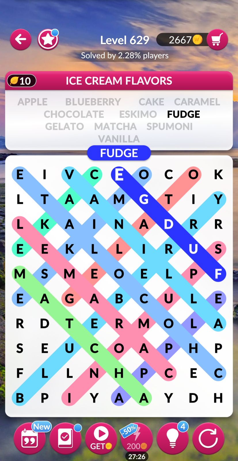 Word Search Explorer Level 629 Ice cream flavors Answers