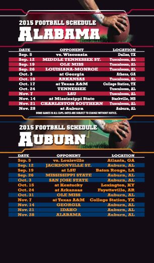 Auburn Football Schedule . Reamark Products Atlanta Auburn Jumbo Football Schedule