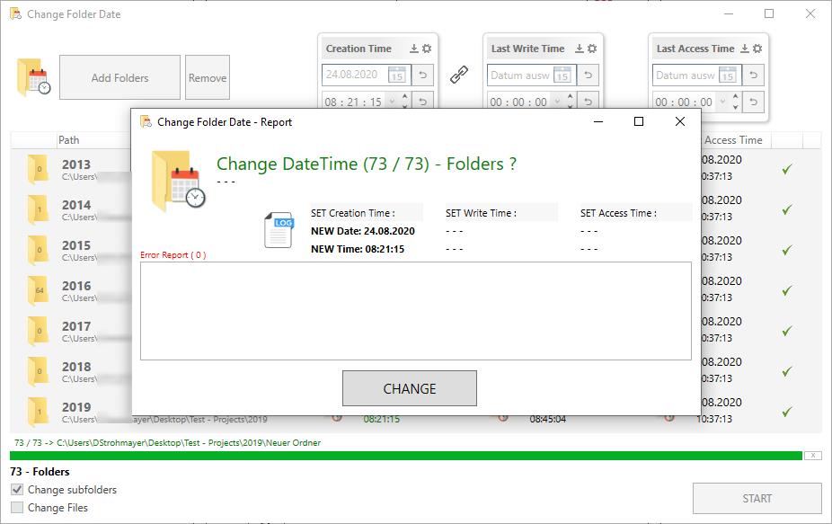 Change Folder Date reasyze