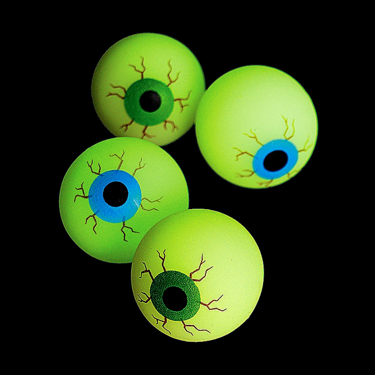 Glow In The Dark Bouncy Eyeballs 1 1/4 Inch (31 mm) 12 Count Rebecca's Toys & Prizes