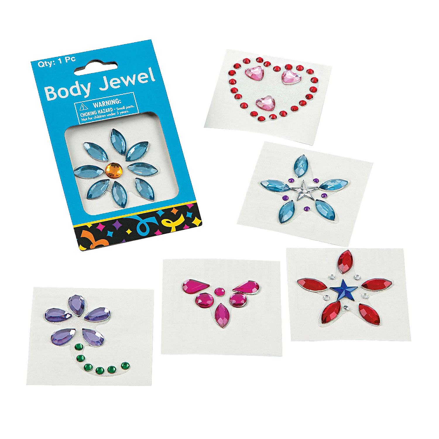 Deluxe Adhesive Body Jewels 12 Count Rebecca's Toys & Prizes