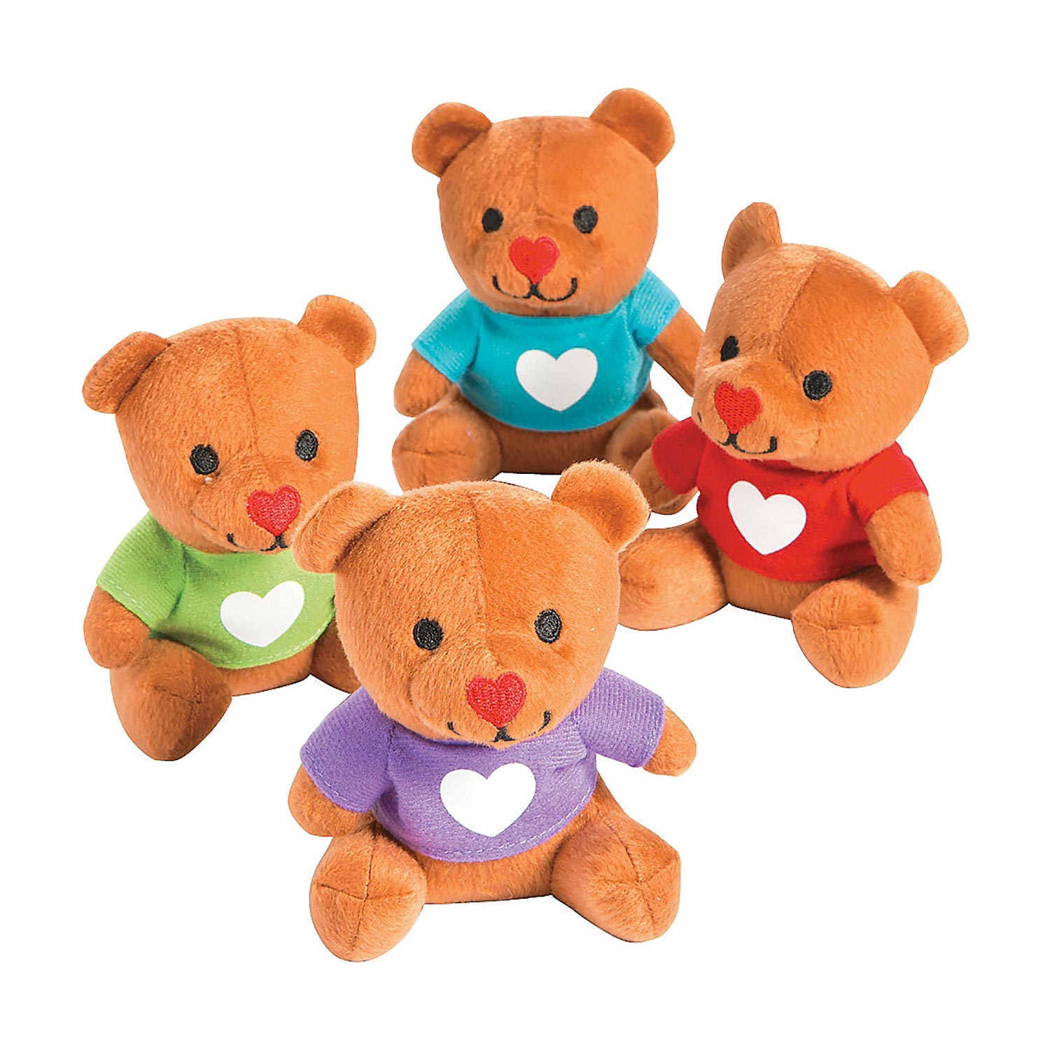 Plush Bears with Heart Shirt 4 1/2 Inch 12 Count Rebecca's Toys & Prizes