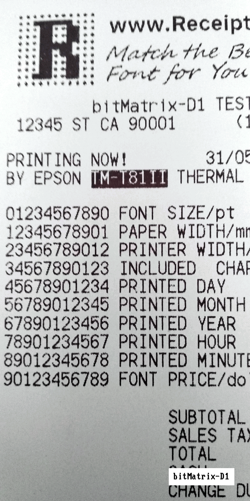 An Usual Font on Receipts of Supermarkets like Walmart, Tesco, The Home