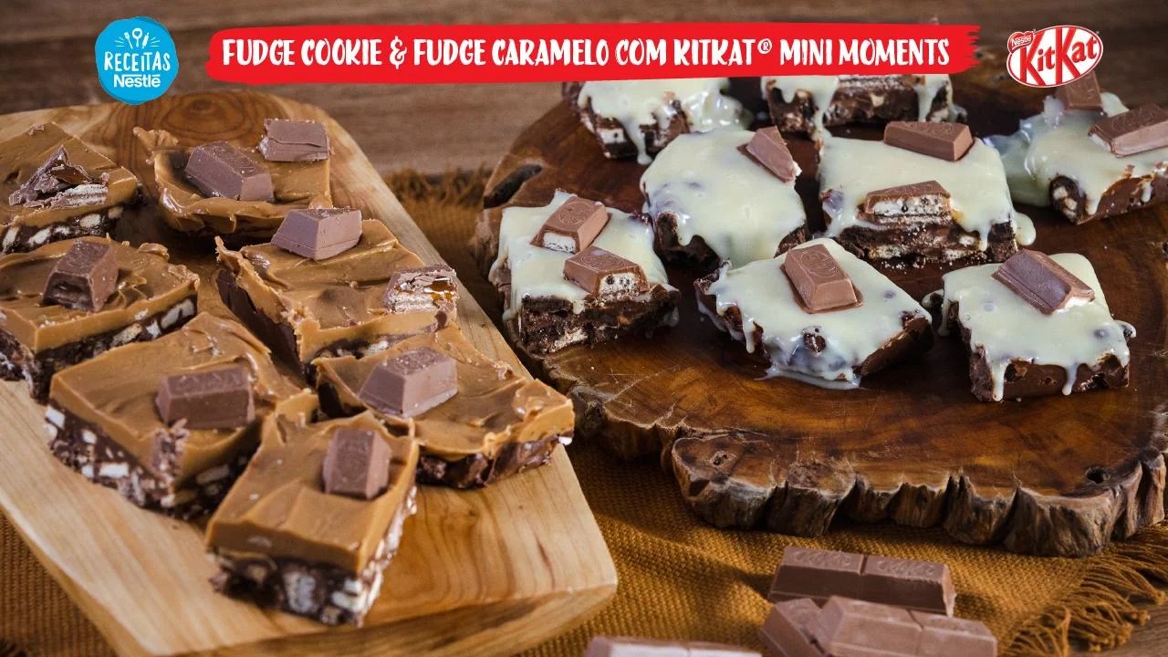 RECEITAS EM DOBRO Fudge Bar Caramelo e Fudge Bar Cookie com KITKAT