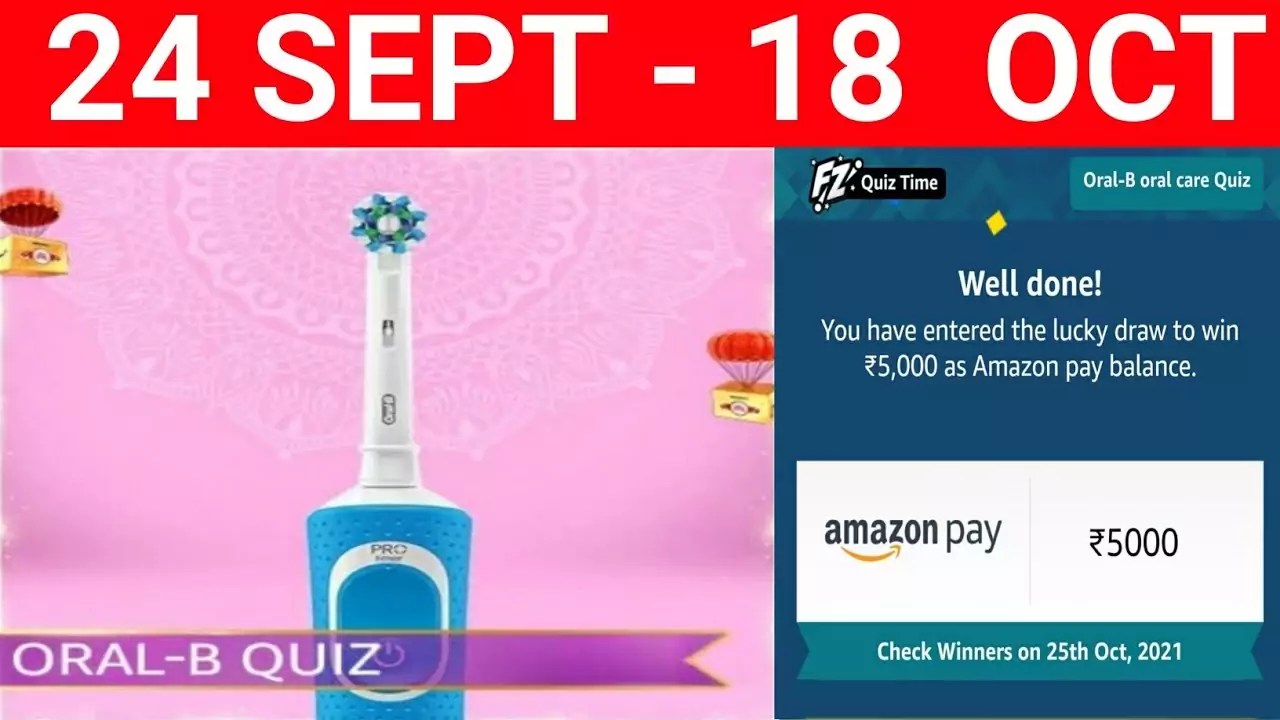 Oral B electric toothbrush amazon quiz Answers 2021