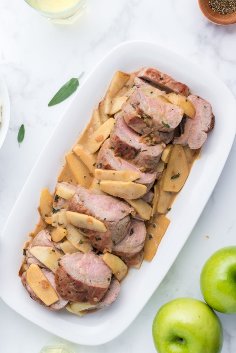 Roasted Pork Tenderloin with Sage and Apple Pan Sauce