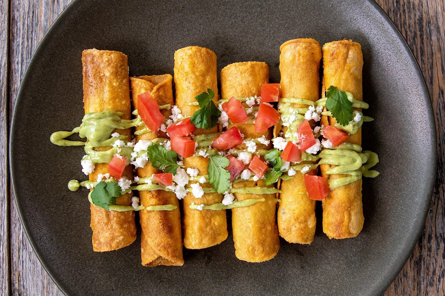 Flautas de Pollo with Salsa de Aguacate Texas Recipe Workbook