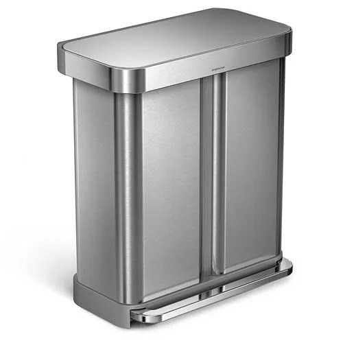 Trash cans & recycling bins. Dual Trash Cans - Two Compartment Recycling Bins