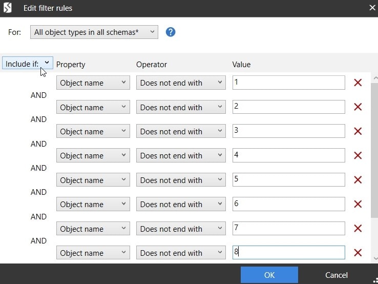 How to use custom filters in Redgate SQL Compare