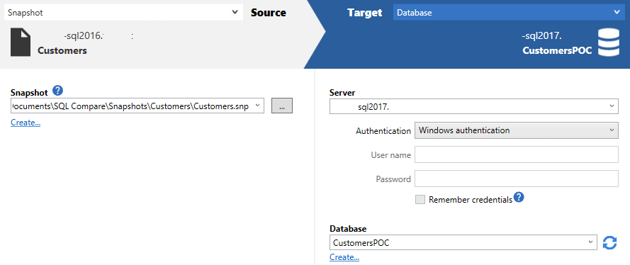 SQL Compare Snapshots a lightweight database version control and