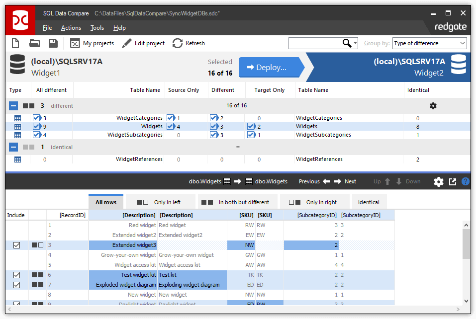 Using SQL Data Compare to Sync Reference Data Redgate Software