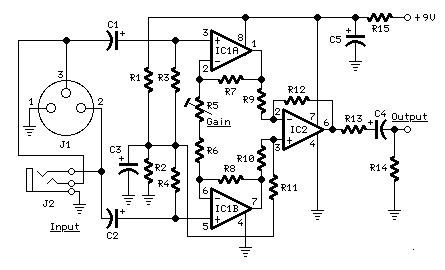 Balanced Input Mic Preamp Schematic