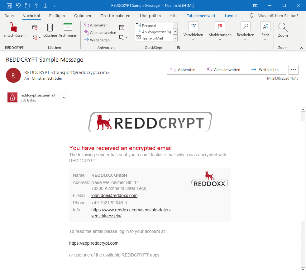 Company profile Adjust transport mail from REDDCRYPT