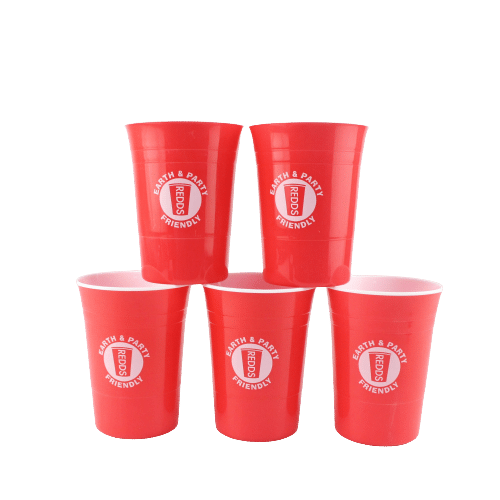 Reusable 425ml Red Cups Dishwasher Safe College Cups
