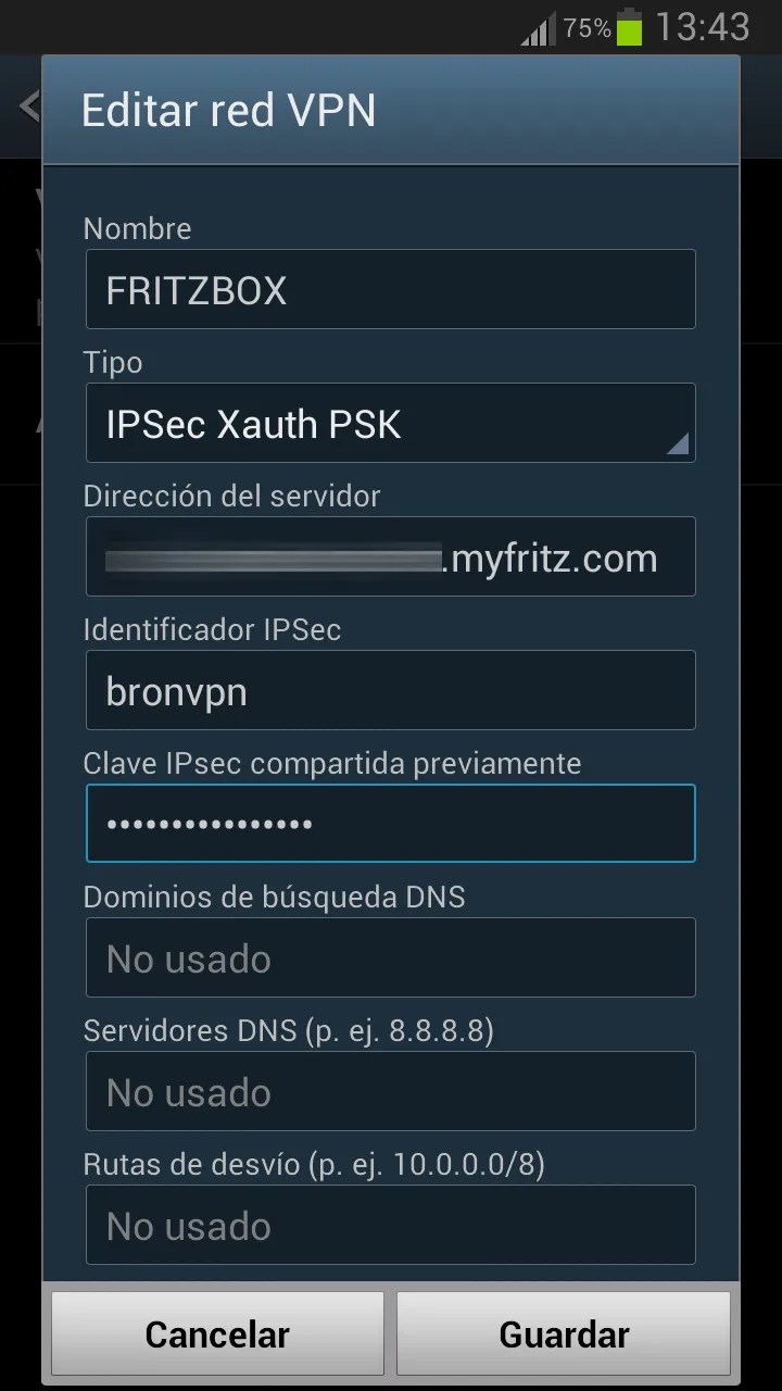 Cómo configurar el servidor VPN IPSec de un FRITZ!Box para Android