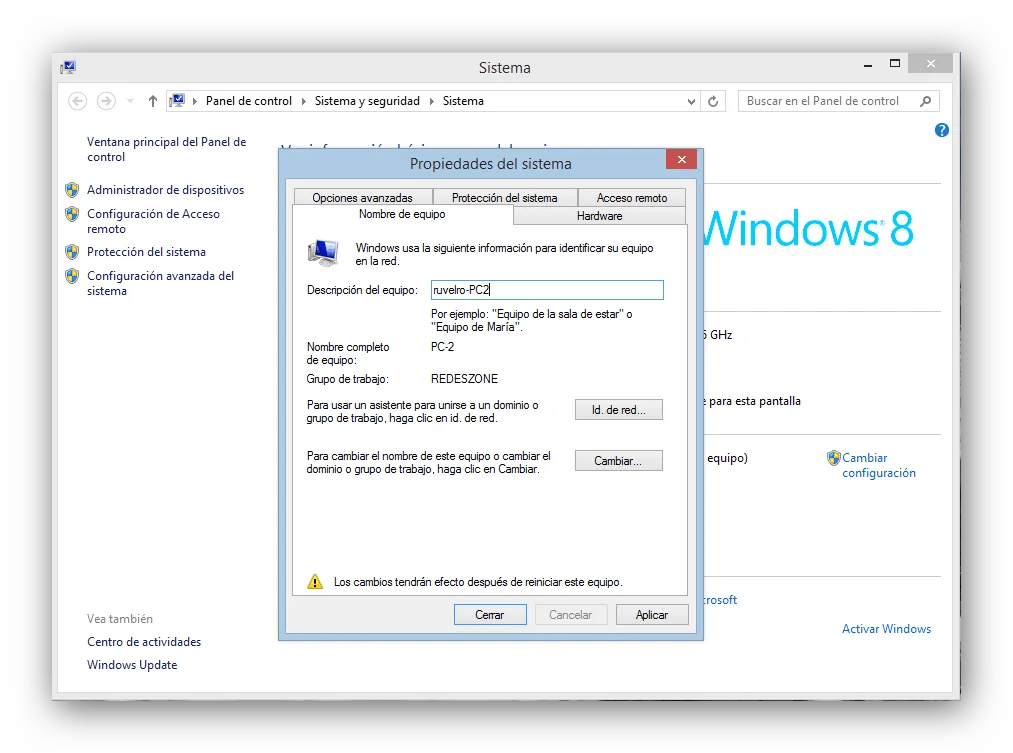 Manual para configurar una red local en Windows 8.1