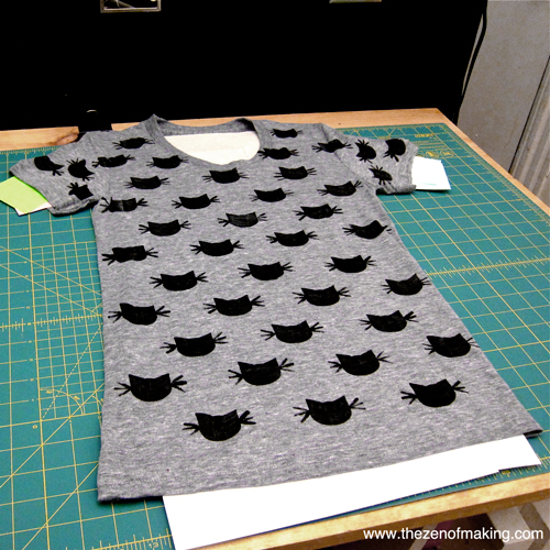 Tutorial Block Printed Cat Pattern TShirt RedHandled Scissors