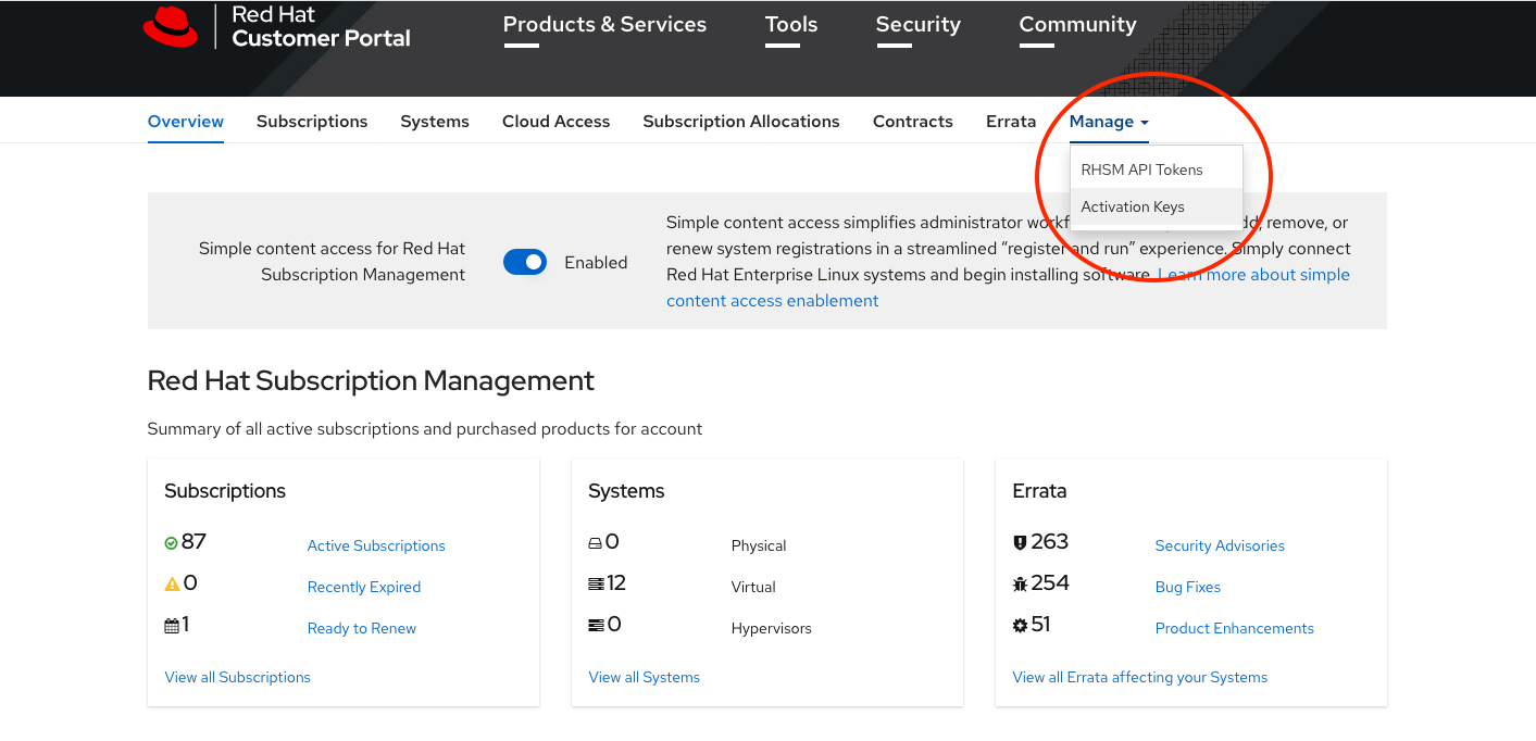 Enabling Simple Content Access and registering to Red Hat Insights with Subscription Manager