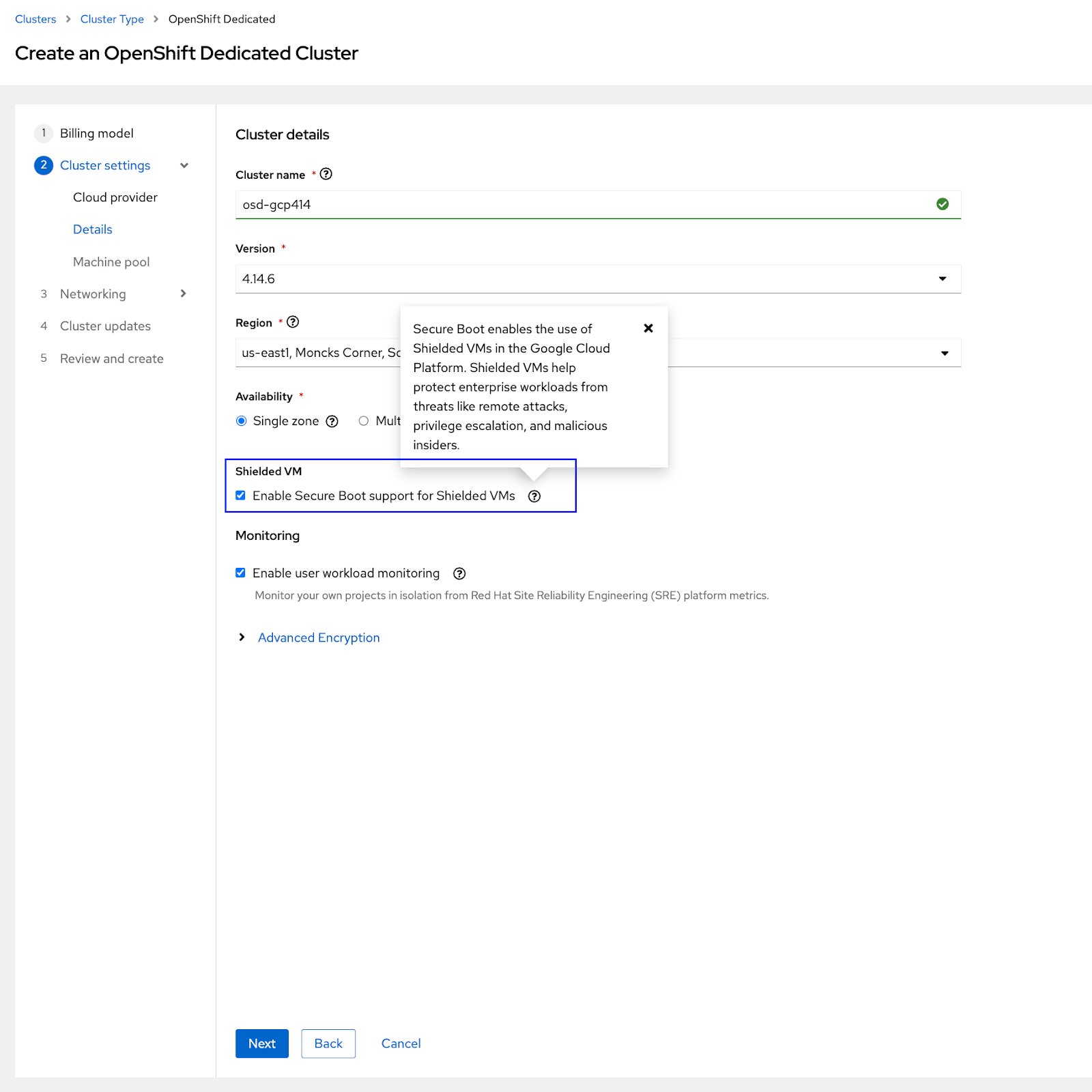 Deploying Red Hat OpenShift Dedicated clusters on Shielded Virtual Machines
