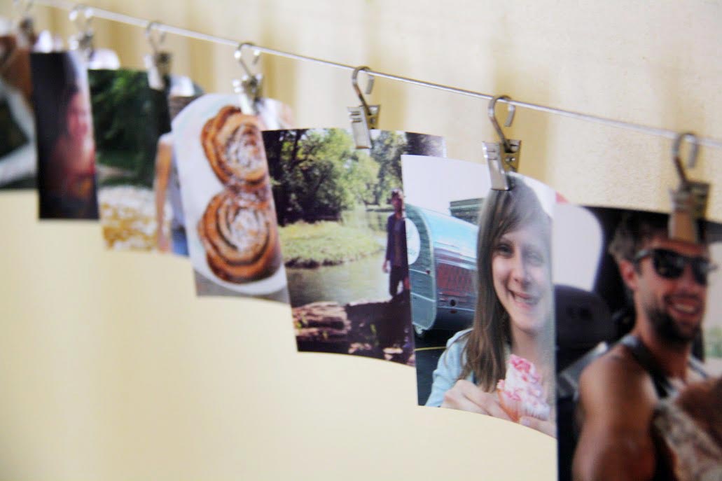 IKEA Hack Curtain Wire to Photo Display Red Leaf Style