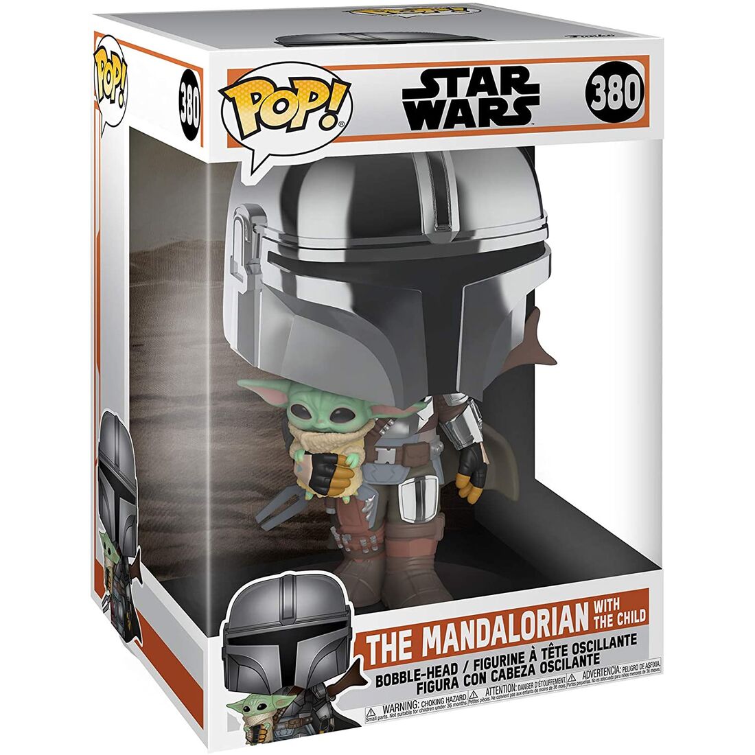FUNKO POP! Mandalorian with the Child (Metallic) Supersized 380 Bobble