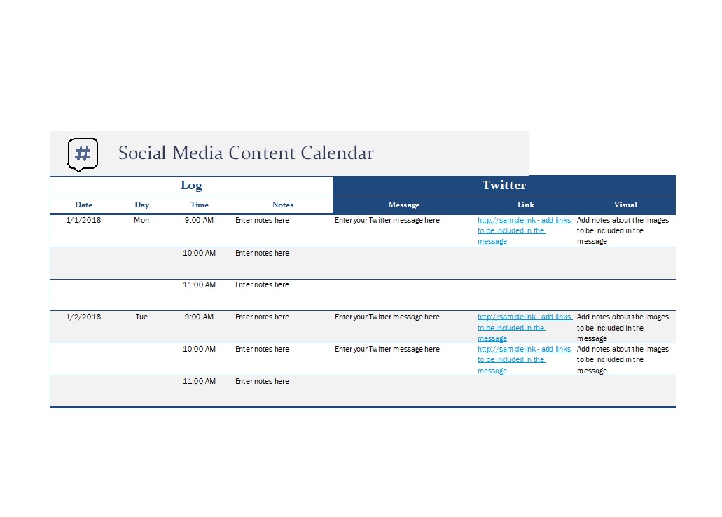 6+ Printable Social Media Calendar Template RedlineSP