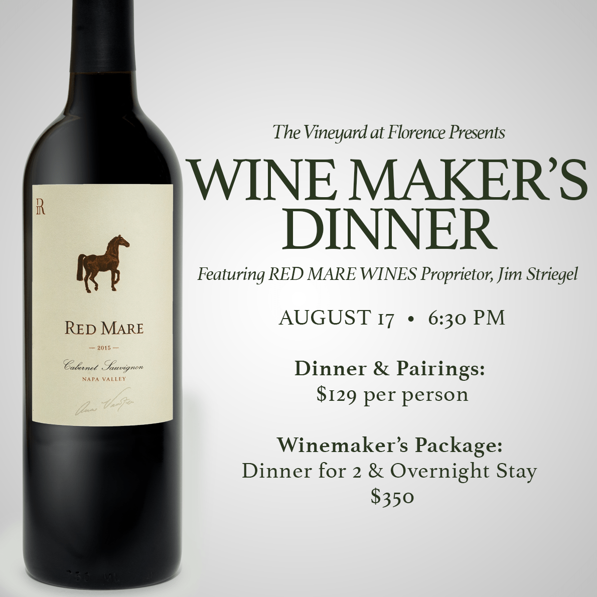 Red Mare Wines Blog Red Mare Wines Dinnere at The Vineyard in