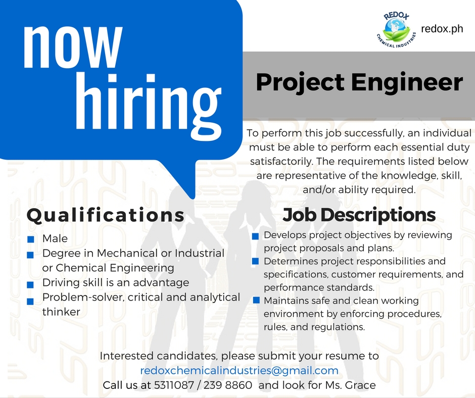 We Are Hiring! Redox Chemical Industries