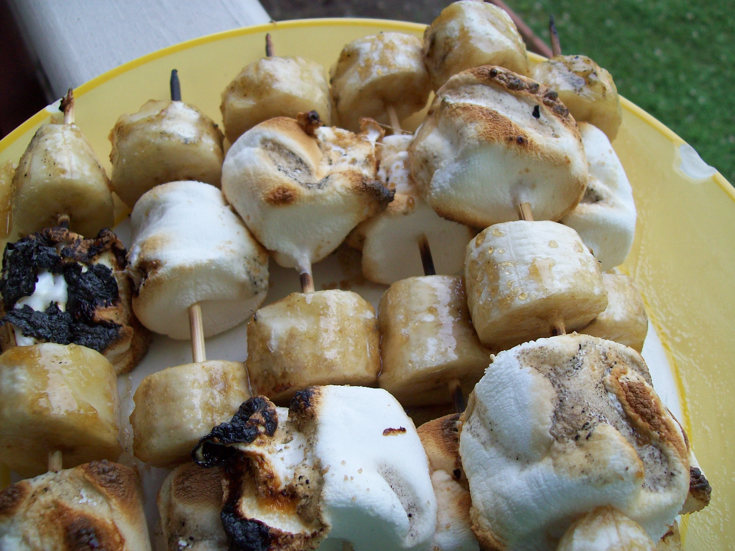 Signs of Summer Caramelized Banana and Toasted Marshmallow Skewers Red, Round, or Green
