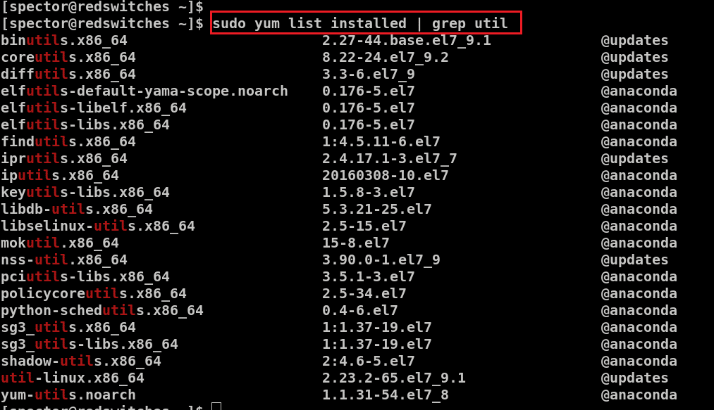 Yum List Installed Packages In CentOs Linux