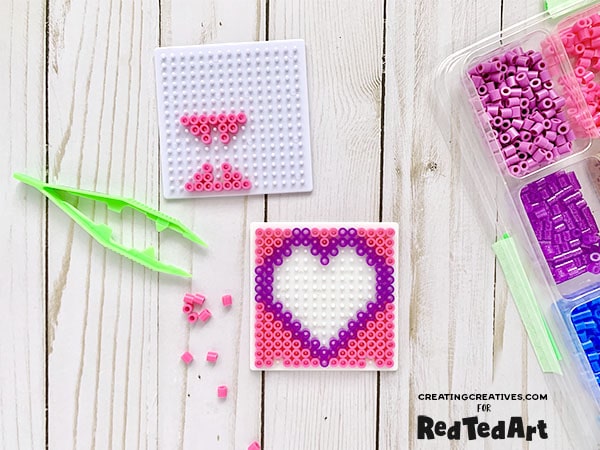Perler Bead Picture Frame Heart for Valentines - Red Ted Art - Kids Crafts