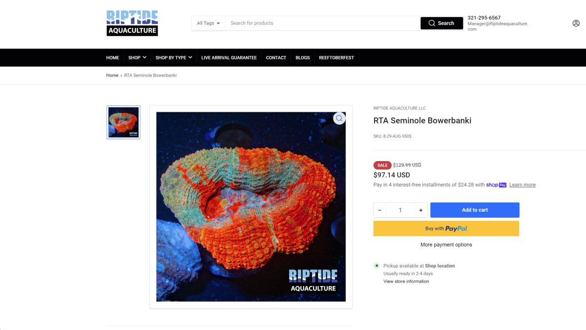 Riptide Aquaculture Reeftober Fest PROMO CODE Aftersale save 25