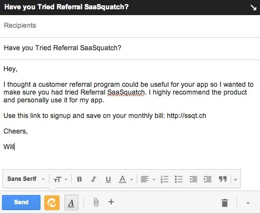 Deeplink support available for referrals made by email